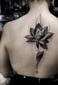 old school back black prick lotus tattoo pattern