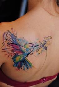 modello tatuaggio colibrì stile acquerello