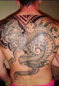 back crystal ball and Chinese dragon tattoo pattern