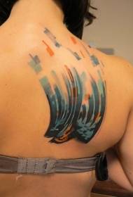 reticolo di tatuaggio uccello colorato astratto posteriore