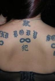 zurück Unendlichkeitssymbol und China chinesisches Schriftzeichen Tattoo-Muster