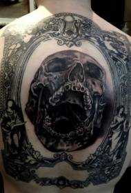 volta enorme padrão misterioso tatuagem preto e branco