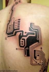 terug koel zwart computer elektronisch circuit tattoo patroon