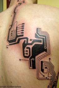modello di tatuaggio del circuito elettronico del computer nero freddo posteriore
