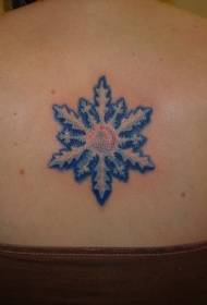 indietro bellissimo modello di tatuaggio blu fiocco di neve