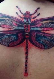 Retro modello di tatuaggio grande libellula colorata