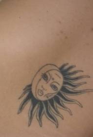 Чорны малюнак татуіроўкі Сонца і Месяца