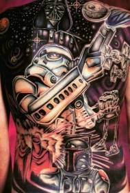 Volver patrón de tatuaje colorido de gran tamaño de Star Wars