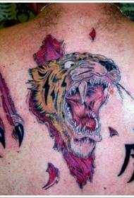 testa di tigre posteriore e modello di tatuaggio lacrima di pelle