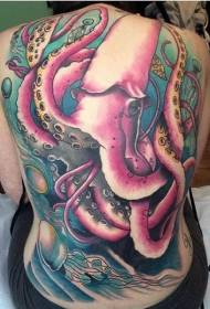 nyuma katuni mtindo pink squid tattoo muundo