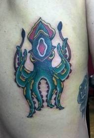 Modello di tatuaggio multicolore di Cartoon Squid