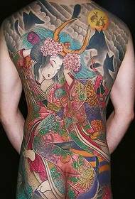 groot volrug Japannese geisha kimono ribenyijihefu tatoeëringspatroon