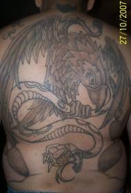 Back eagle hunting snake tattoo pattern