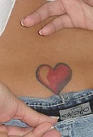 waist small red heart tattoo pattern