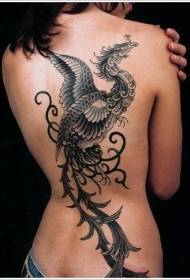 modello di tatuaggio posteriore nero grigio uccello vite