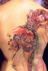 πίσω χαριτωμένο μοτίβο τατουάζ κορίτσι ακουαρέλα