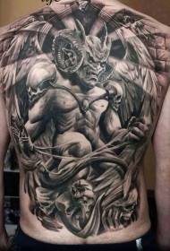 Efterkant Demon Stone Statue Black Grey Tattoo Patroon