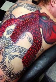 Povratak polubojni uzorak tetovaže crvenog hobotnice