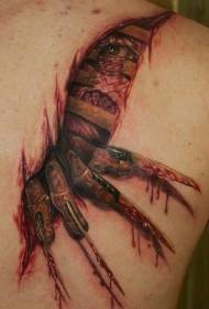 Back Horror Modello realistico del tatuaggio del diavolo della pelle lacrima