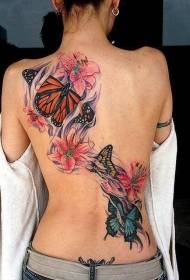 задній кольоровий великий татуювання лілія метелик візерунок