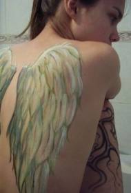 meisjes terug mooie witte vleugels tattoo patroon