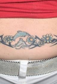 Талия Плавательный Дельфин и Волна Цветочный Татуировки Pattern