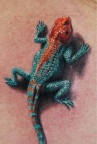 tillbaka superrealistisk verklig ödla målad tatueringsmönster