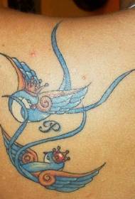 costas con patrón de tatuaje de traga coroa azul