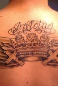 sayap belakang mahkota dan pola tato silang