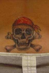 腰部海盜頭骨顏色紋身圖案