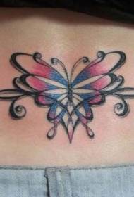 motivo tatuaggio vite farfalla colorata in vita
