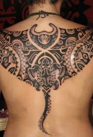 back tribal style black bat totem tattoo pattern