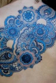 다시 큰 푸른 꽃 토템 장식 문신 패턴