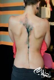 κομψό κορίτσι πίσω όμορφο μοτίβο τατουάζ ακουαρέλα