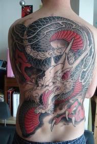 αρσενικό πλήρης πίσω Ιαπωνικά ζωγραφισμένα σχέδιο τατουάζ δράκων