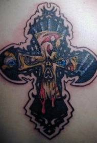 spaventoso occhi incrociati e reticolo del tatuaggio schiena sangue