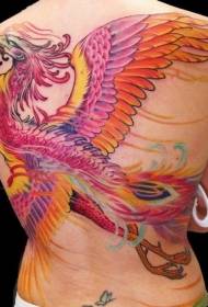 назад красочный рисунок татуировки феникс