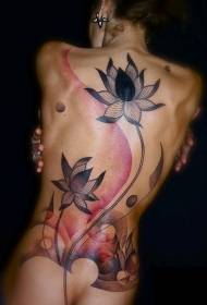 atzeko marra lerro lotus tatuaje eredua