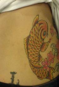 კარგი გამოიყურება ყვითელი squid და ყვავილების tattoo ნიმუში