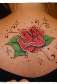 terug schattig cartoon stijl geschilderd rose tattoo patroon