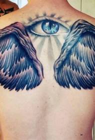 yeux de l'épaule et du dos avec motif tatouage ailes de corbeau