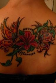 rug interessante kleurvolle blomme-vlinder Tattoo-patroon