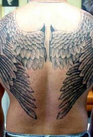 z tyłu klasyczny wzór tatuażu czarno-białe skrzydła