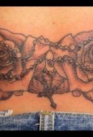 Waist Rose and Cross Rosary Tattoo Pattern