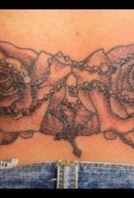 Waist Rose iyo Cross Rosary Tattoo Qaab dhismeedka