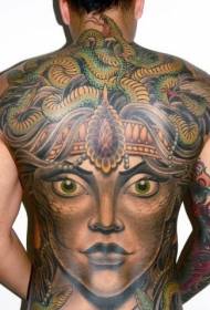 zurück unglaubliches mehrfarbiges böses mysteriöses Medusa Tattoo Muster