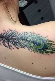 înapoi Model frumos de tatuaj cu pene de păun verde