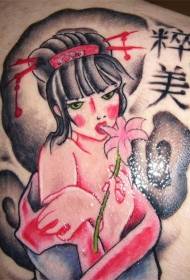 spatele modelului simplu de benzi desenate pictat geisha model