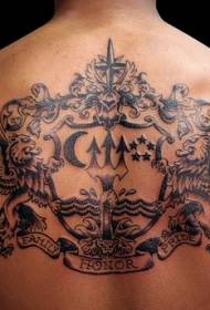 schiena leone distintivo stelle luna modello tatuaggio