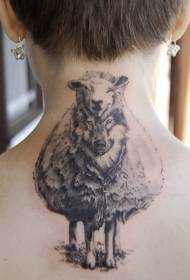 disegno del tatuaggio posteriore lupo nero e pelle di pecora